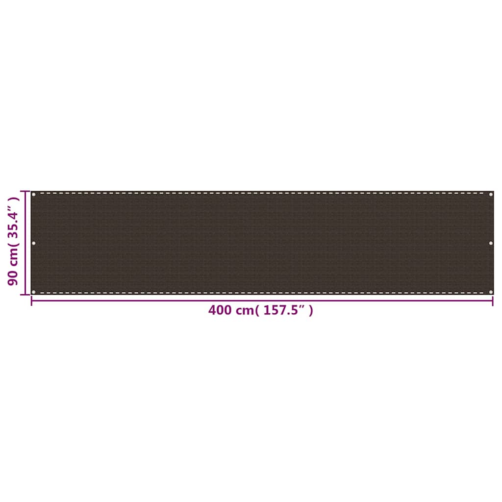 311045 vidaXL Balcony Screen Brown 90x400 cm HDPE