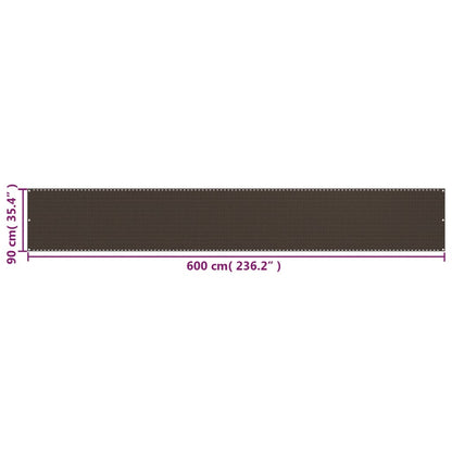 vidaXL Balcony Screen Brown 90x600 cm HDPE