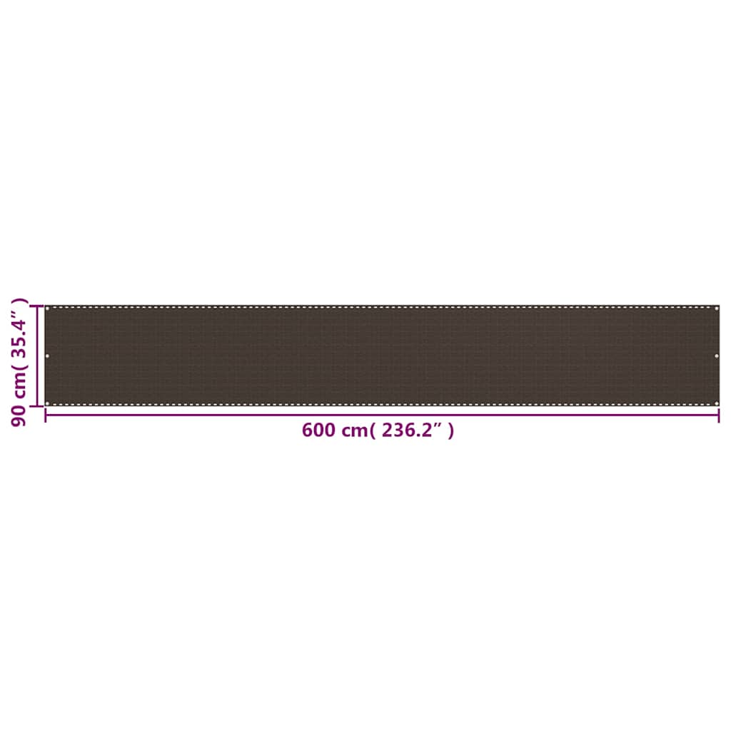 311047 vidaXL Balcony Screen Brown 90x600 cm HDPE
