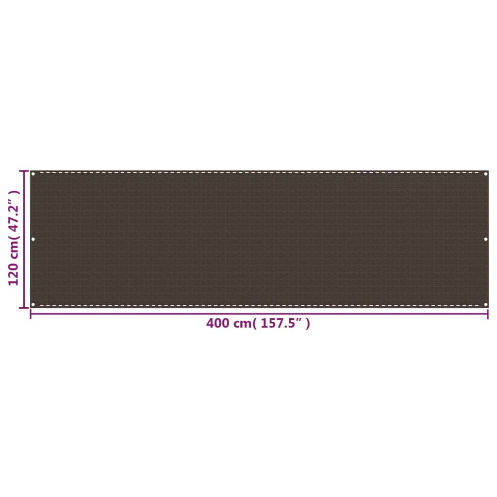 311049 vidaXL Balcony Screen Brown 120x400 cm HDPE