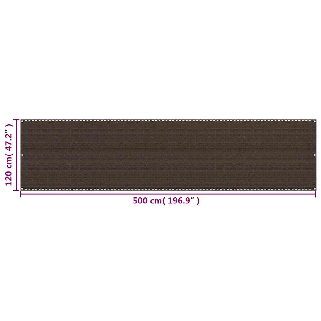 311050 vidaXL Balcony Screen Brown 120x500 cm HDPE