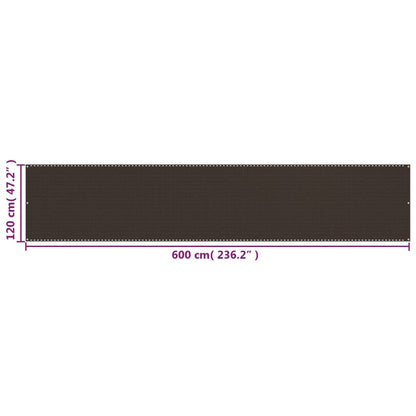 vidaXL Balcony Screen Brown 120x600 cm HDPE