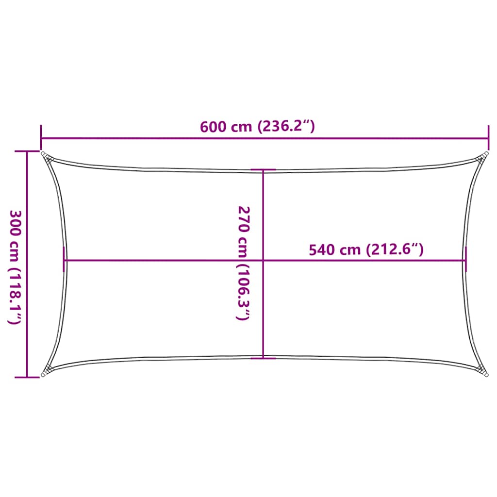 311130 vidaXL Sunshade Sail 160 g/m² Beige 3x6 m HDPE