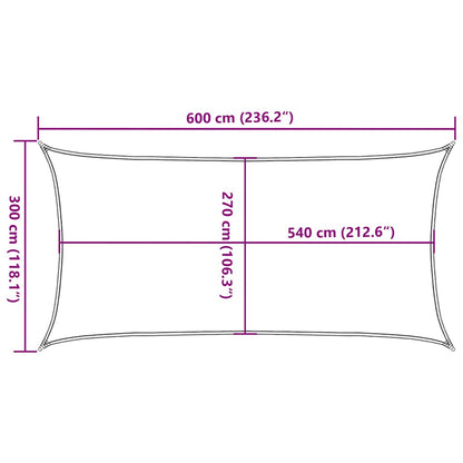 311130 vidaXL Sunshade Sail 160 g/m² Beige 3x6 m HDPE