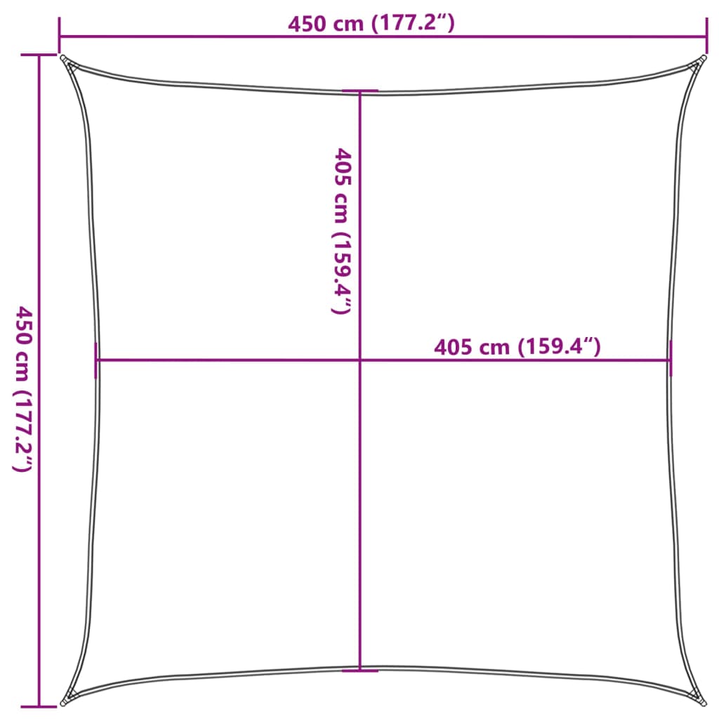 vidaXL Sunshade Sail 160 g/m² Cream 4.5x4.5 m HDPE