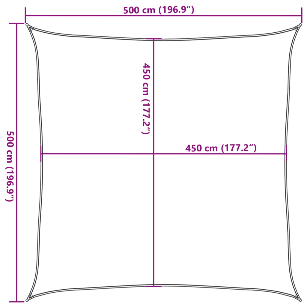 vidaXL Sunshade Sail 160 g/m² Cream 5x5 m HDPE