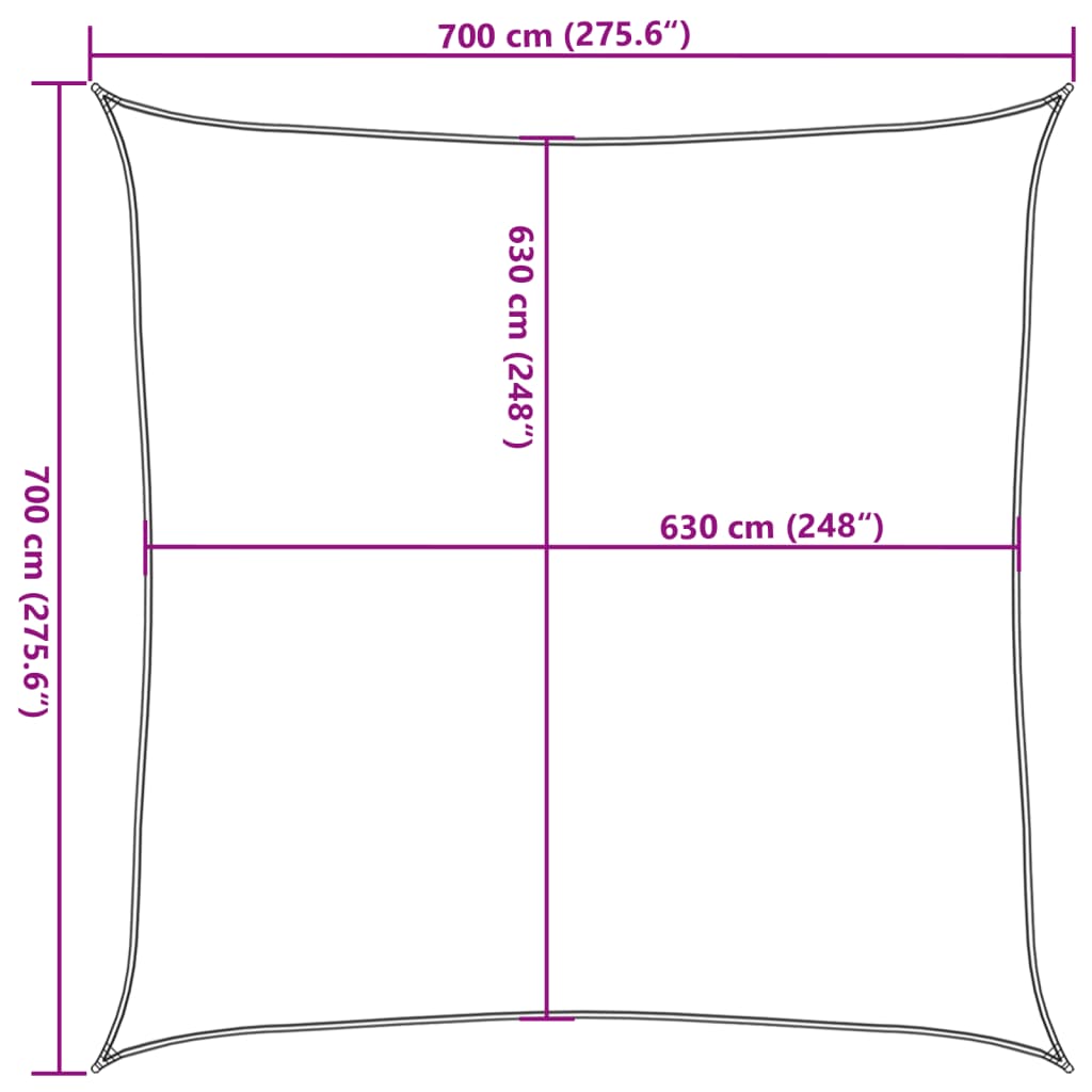 vidaXL Sunshade Sail 160 g/m² Cream 7x7 m HDPE