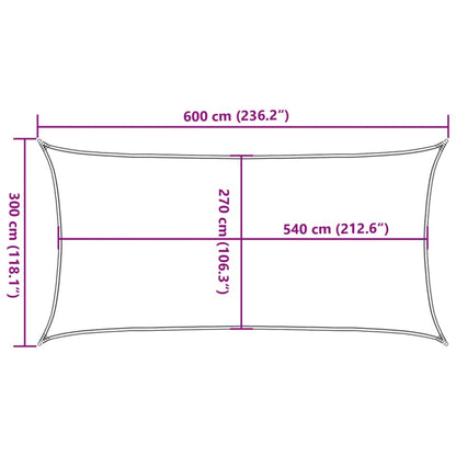 vidaXL Sunshade Sail 160 g/m² White 3x6 m HDPE