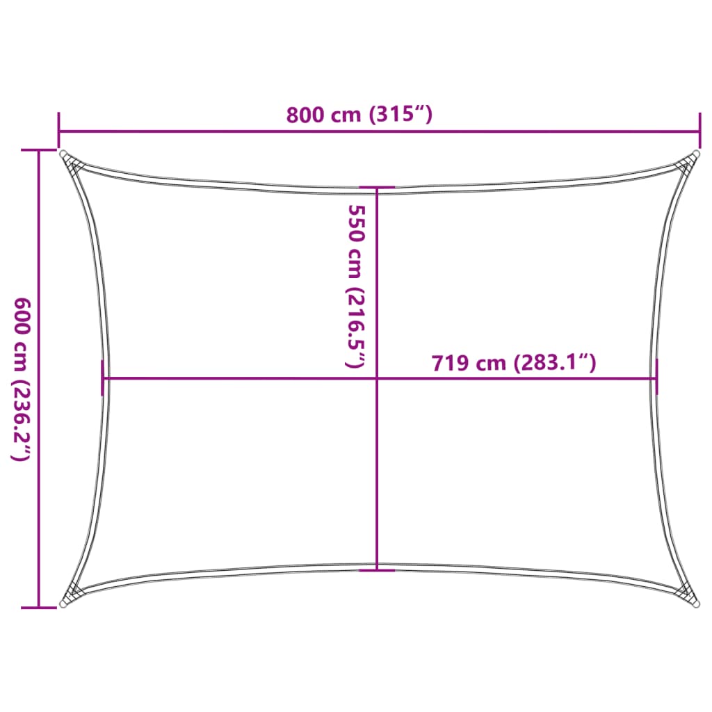 vidaXL Sunshade Sail 160 g/m² White 6x8 m HDPE