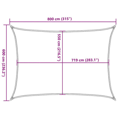 311250 vidaXL Sunshade Sail 160 g/m² White 6x8 m HDPE