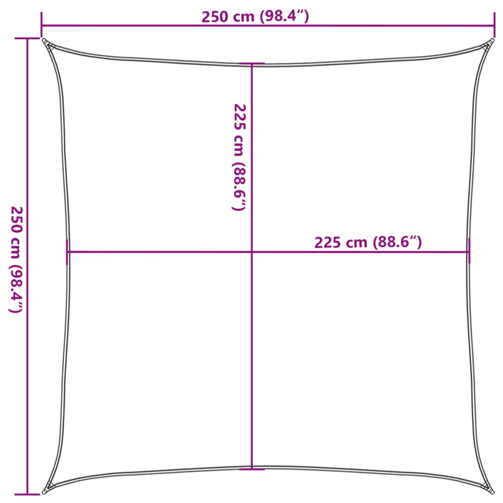 vidaXL Sunshade Sail 160 g/m² Dark Green 2.5x2.5 m HDPE