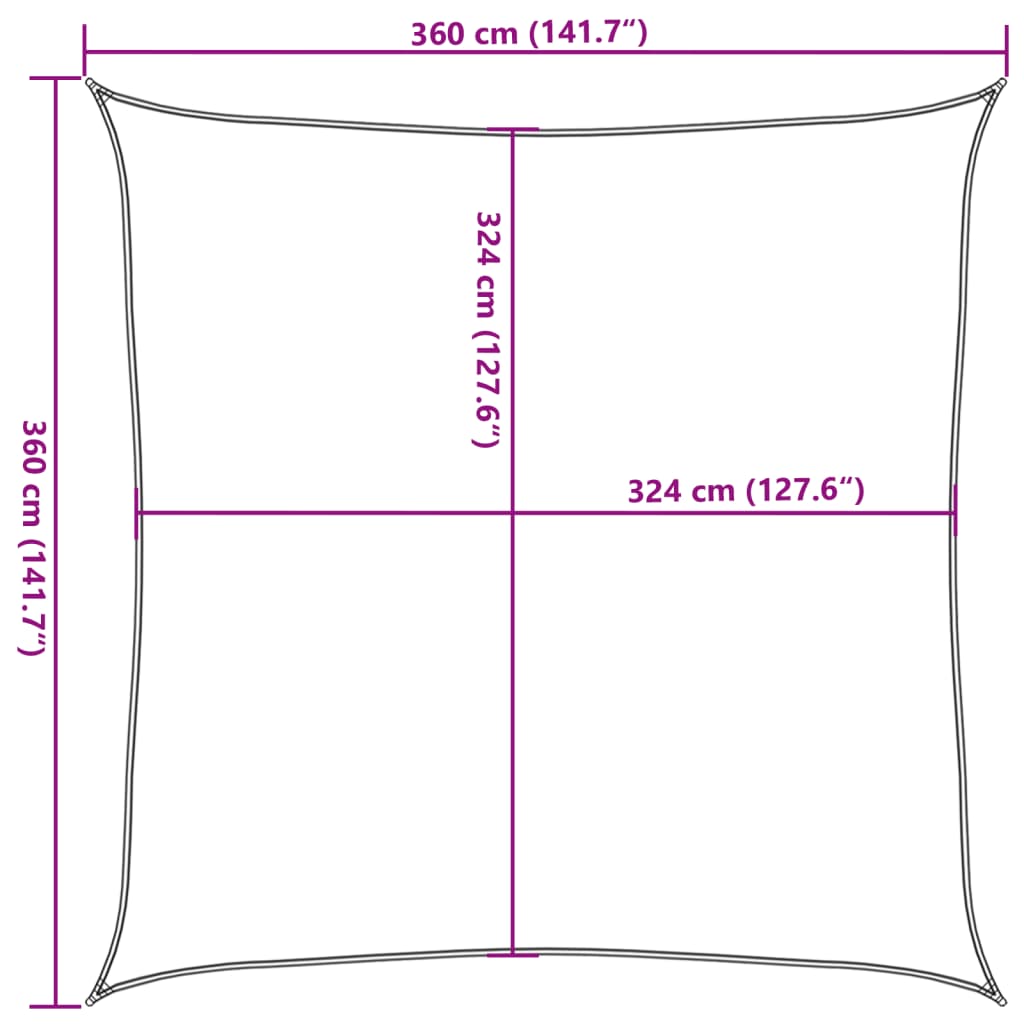vidaXL Sunshade Sail 160 g/m² Dark Green 3.6x3.6 m HDPE