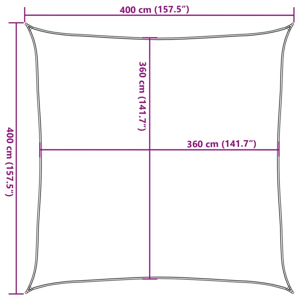vidaXL Sunshade Sail 160 g/m² Dark Green 4x4 m HDPE