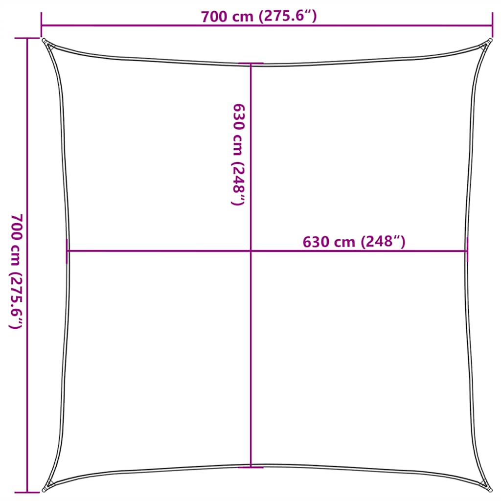 vidaXL Sunshade Sail 160 g/m² Square Blue 7x7 m HDPE