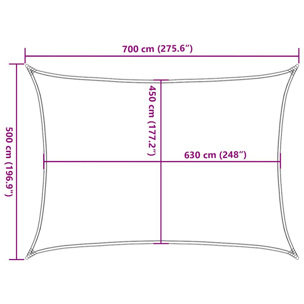 vidaXL Sunshade Sail 160 g/m² Rectangular Blue 5x7 m HDPE