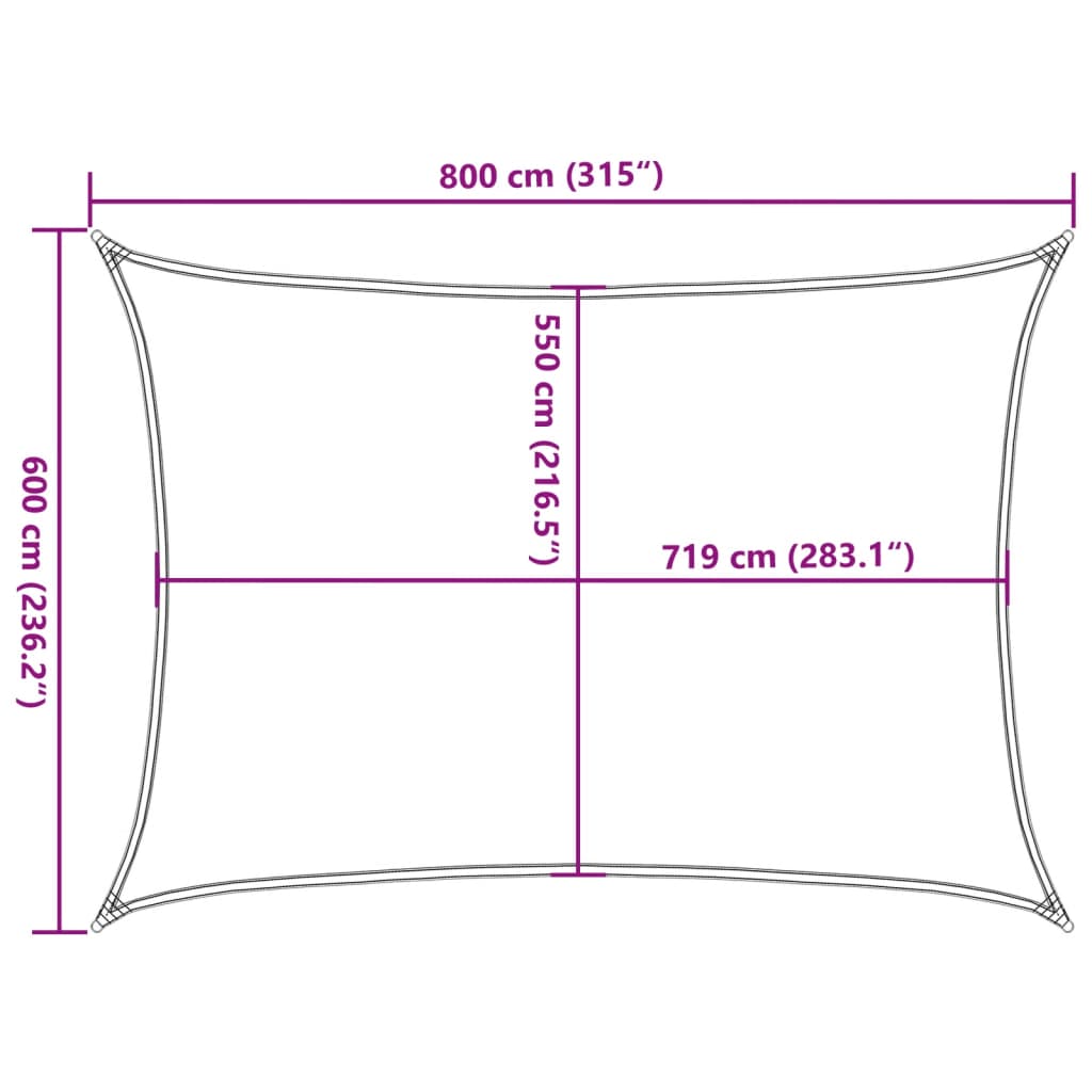 vidaXL Sunshade Sail 160 g/m² Rectangular Blue 6x8 m HDPE
