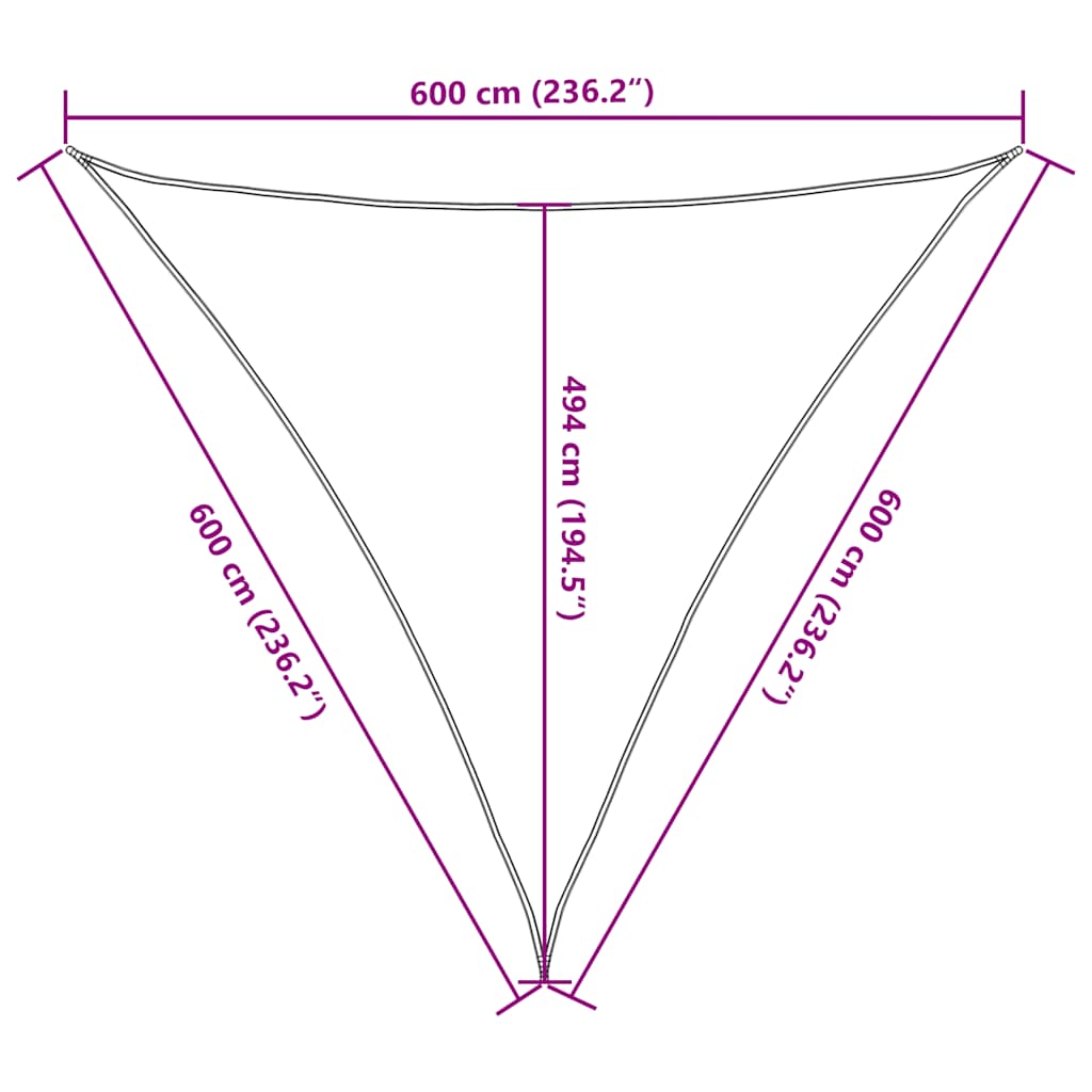 vidaXL Sunshade Sail 160 g/m² Triangular Blue 6x6x6 m HDPE