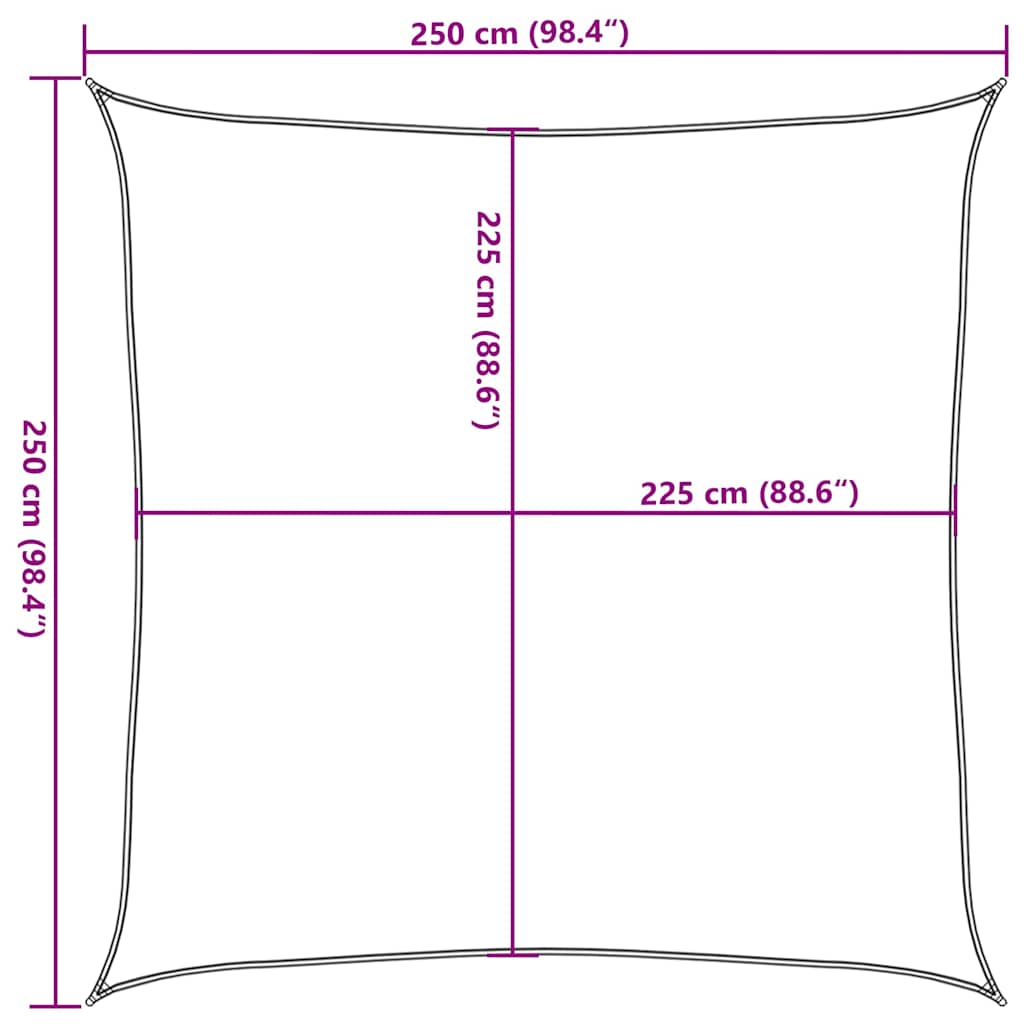 vidaXL Sunshade Sail 160 g/m² Yellow 2.5x2.5 m HDPE