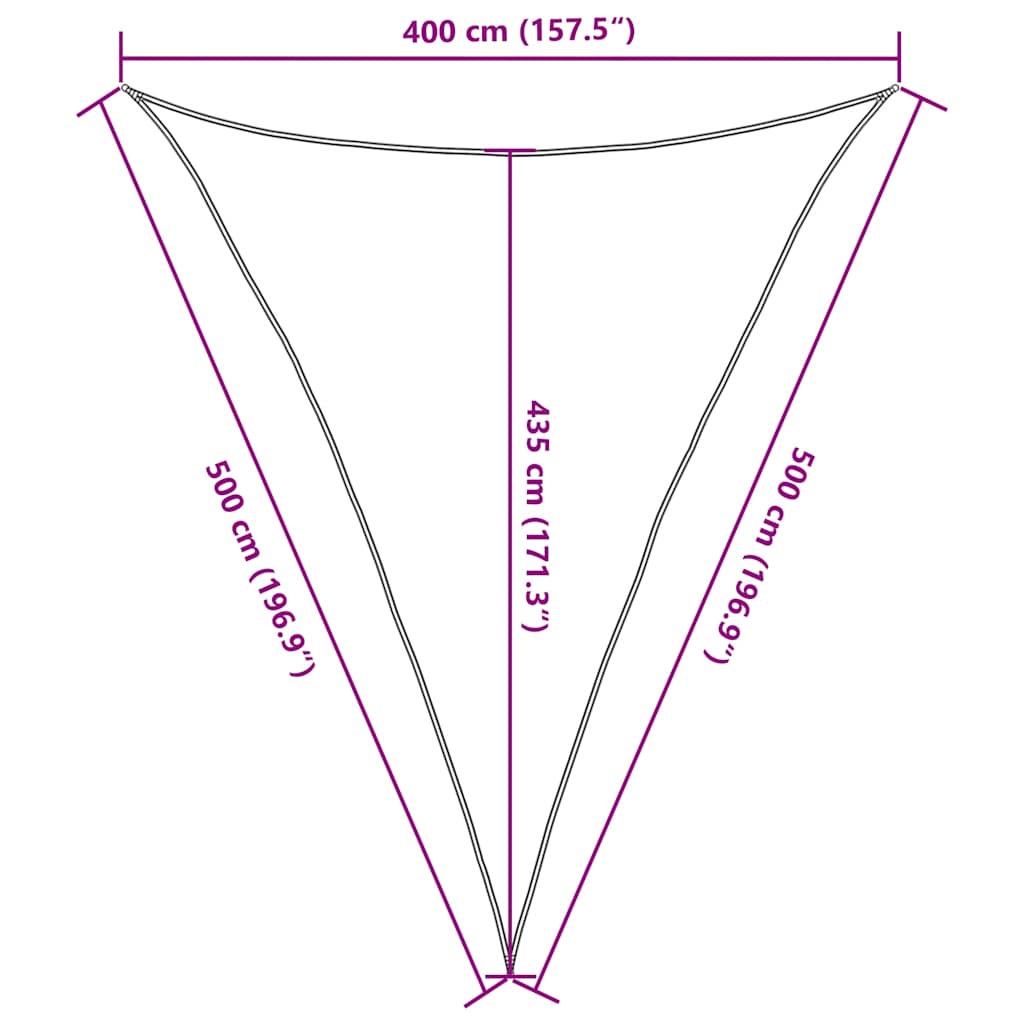 vidaXL Sunshade Sail 160 g/m² Triangular Yellow 4x5x5 m HDPE