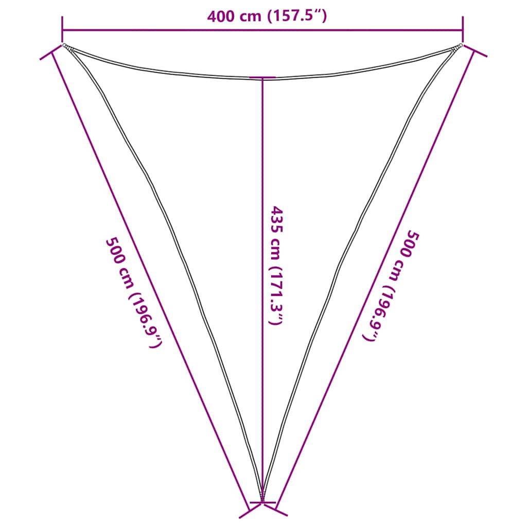 vidaXL Sunshade Sail 160 g/m² Triangular Yellow 4x5x5 m HDPE