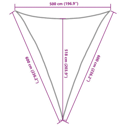 vidaXL Sunshade Sail 160 g/m² Triangular Yellow 5x6x6 m HDPE