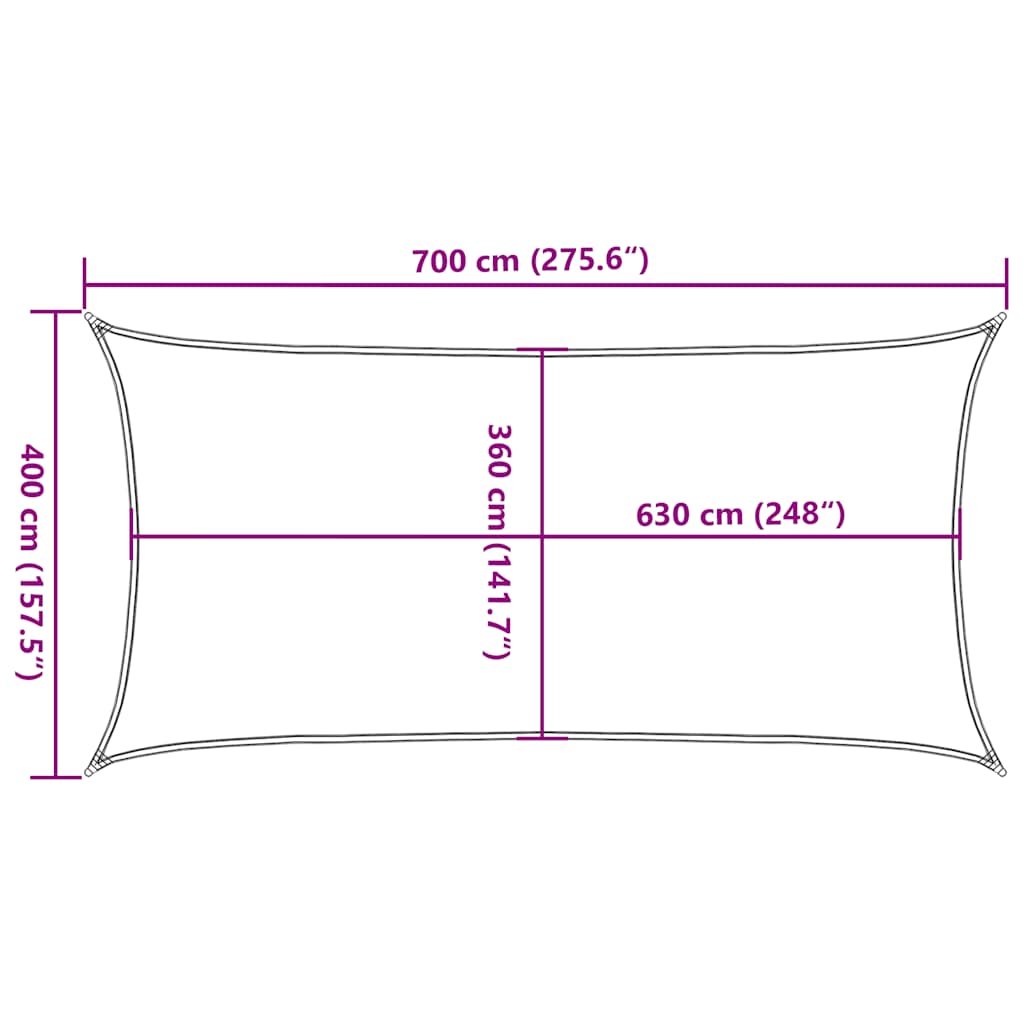 vidaXL Sunshade Sail 160 g/m² Red 4x7 m HDPE