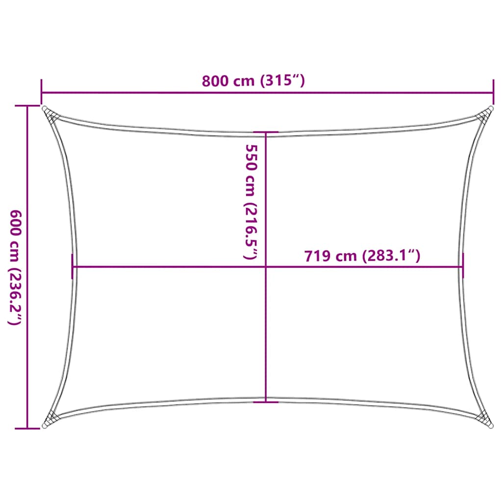 vidaXL Sunshade Sail 160 g/m² Red 6x8 m HDPE