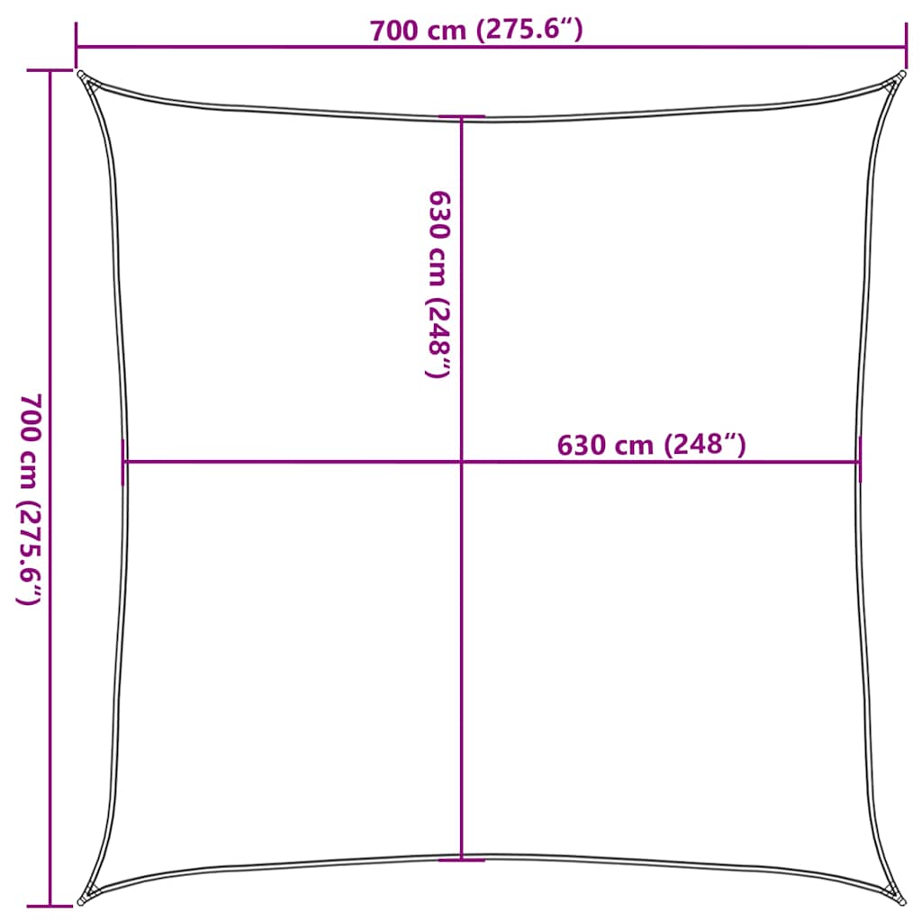vidaXL Sunshade Sail 160 g/m² Square Orange 7x7 m HDPE