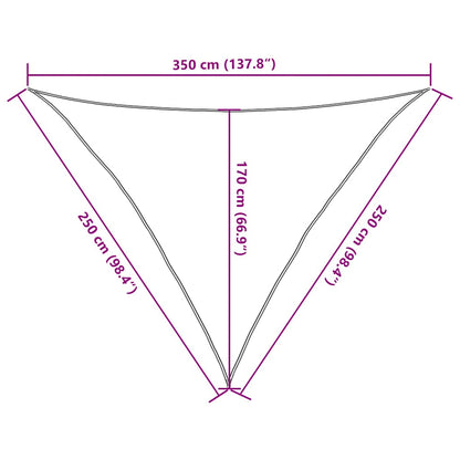 vidaXL Sunshade Sail 160 g/m² Triangular Orange 2.5x2.5x3.5 m HDPE