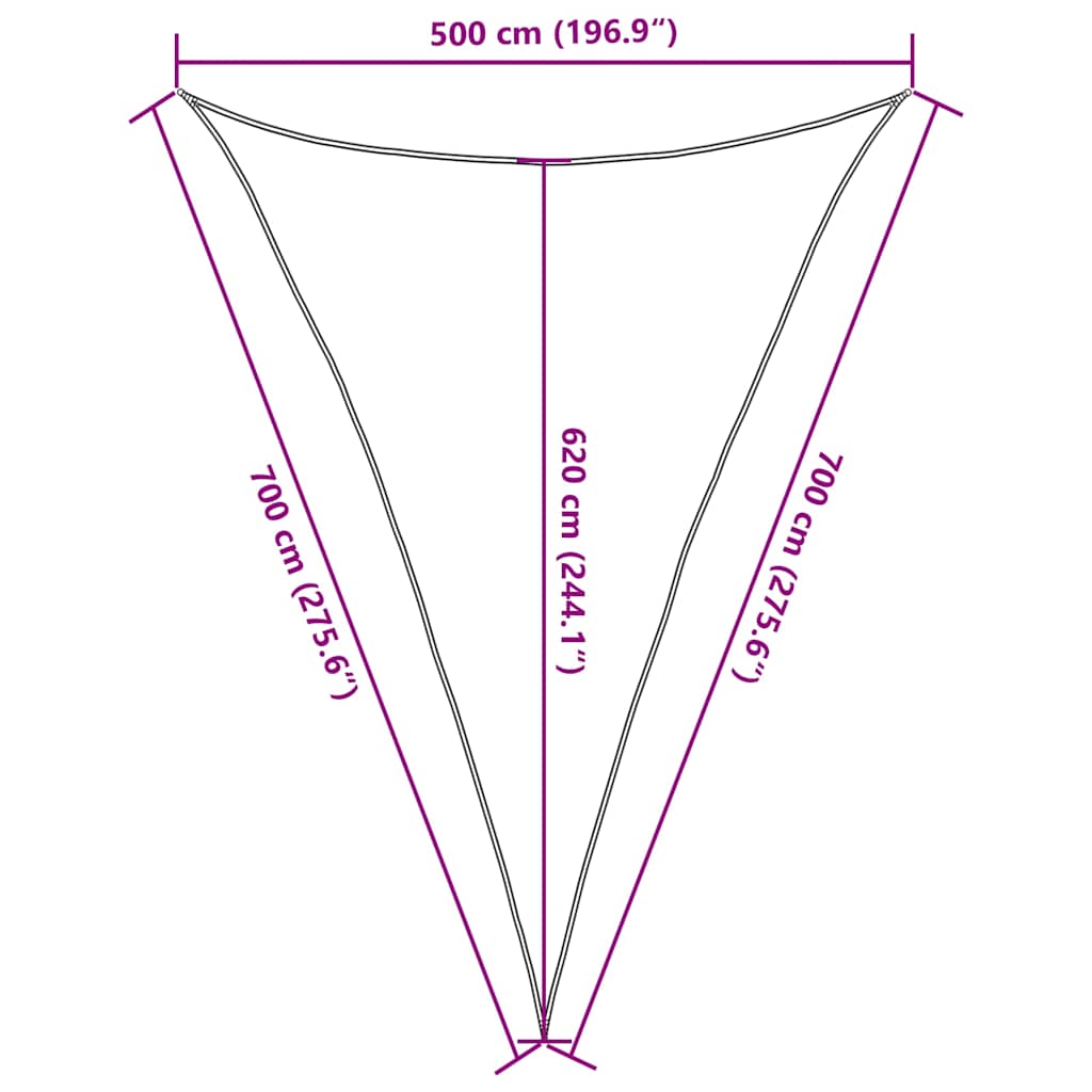 vidaXL Sunshade Sail 160 g/m² Triangular Black 5x7x7 m HDPE