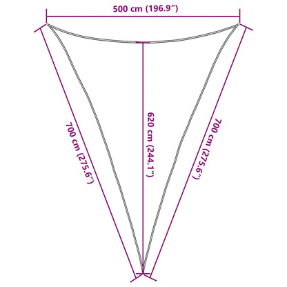 vidaXL Sunshade Sail 160 g/m² Triangular Black 5x7x7 m HDPE