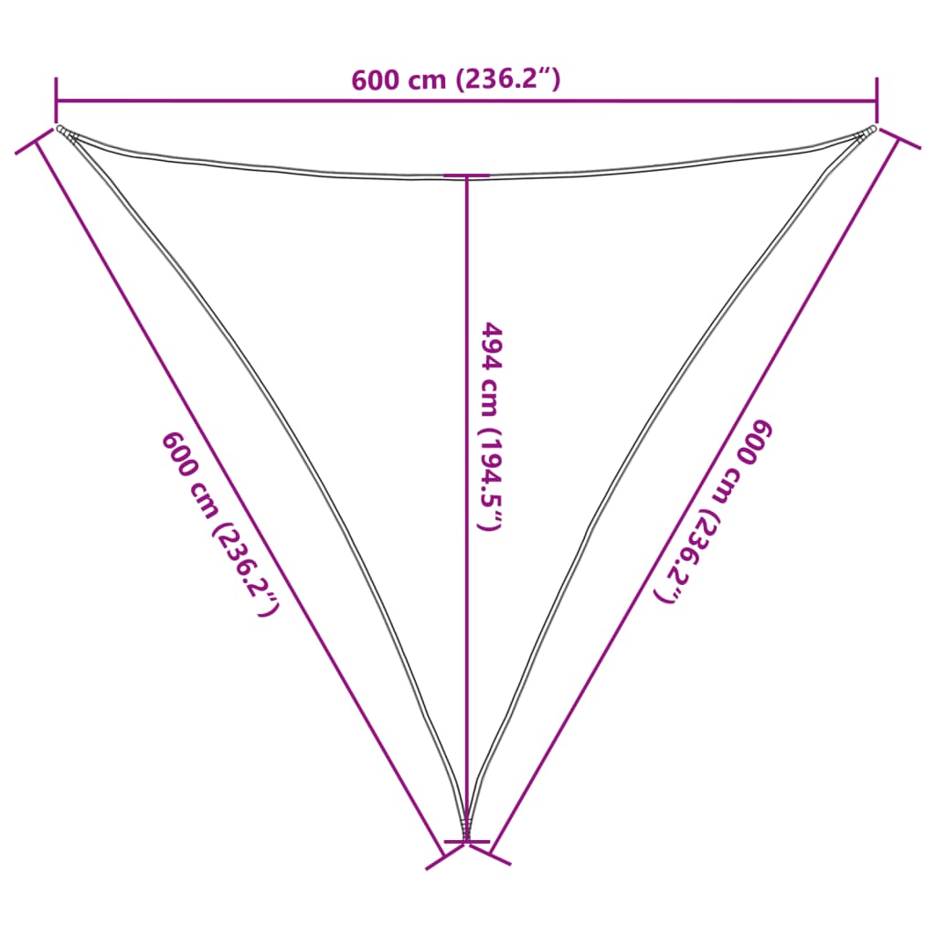 vidaXL Sunshade Sail 160 g/m² Black 6x6x6 m HDPE