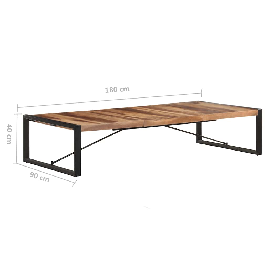 vidaXL Coffee Table | Natural Wood, Black | Solid Acacia Wood, Rubberwood, Steel