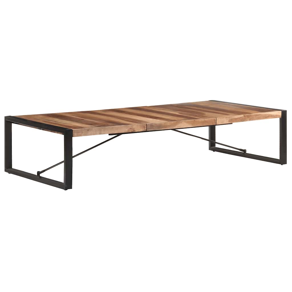 vidaXL Coffee Table | Natural Wood, Black | Solid Acacia Wood, Rubberwood, Steel