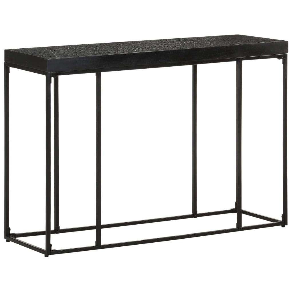 vidaXL Console Table Black 110x35x76 cm Solid Acacia and Mango Wood