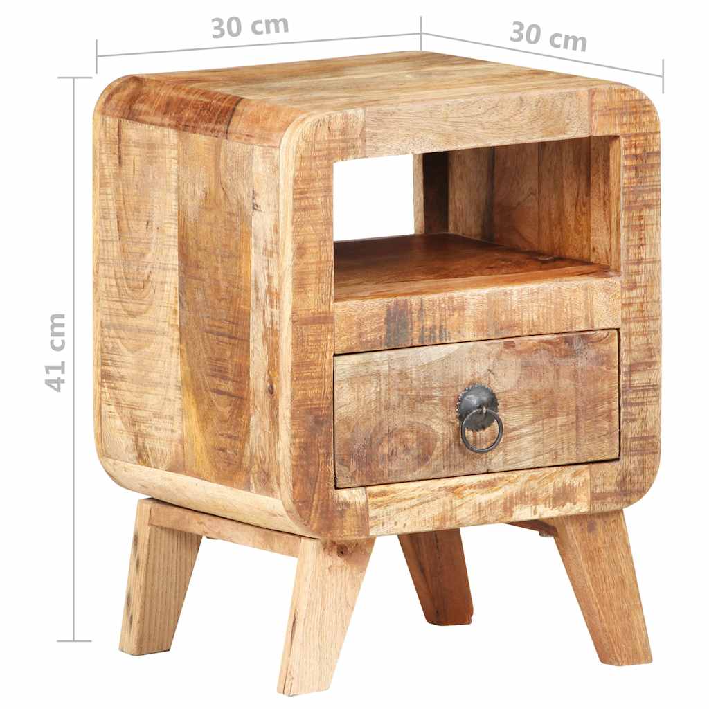 vidaXL Bedside Cabinet | Rough Mango Wood | 30x30x41 cm | Bedside Cabinet