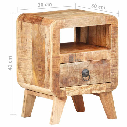 vidaXL Bedside Cabinet | Rough Mango Wood | 30x30x41 cm | Bedside Cabinet