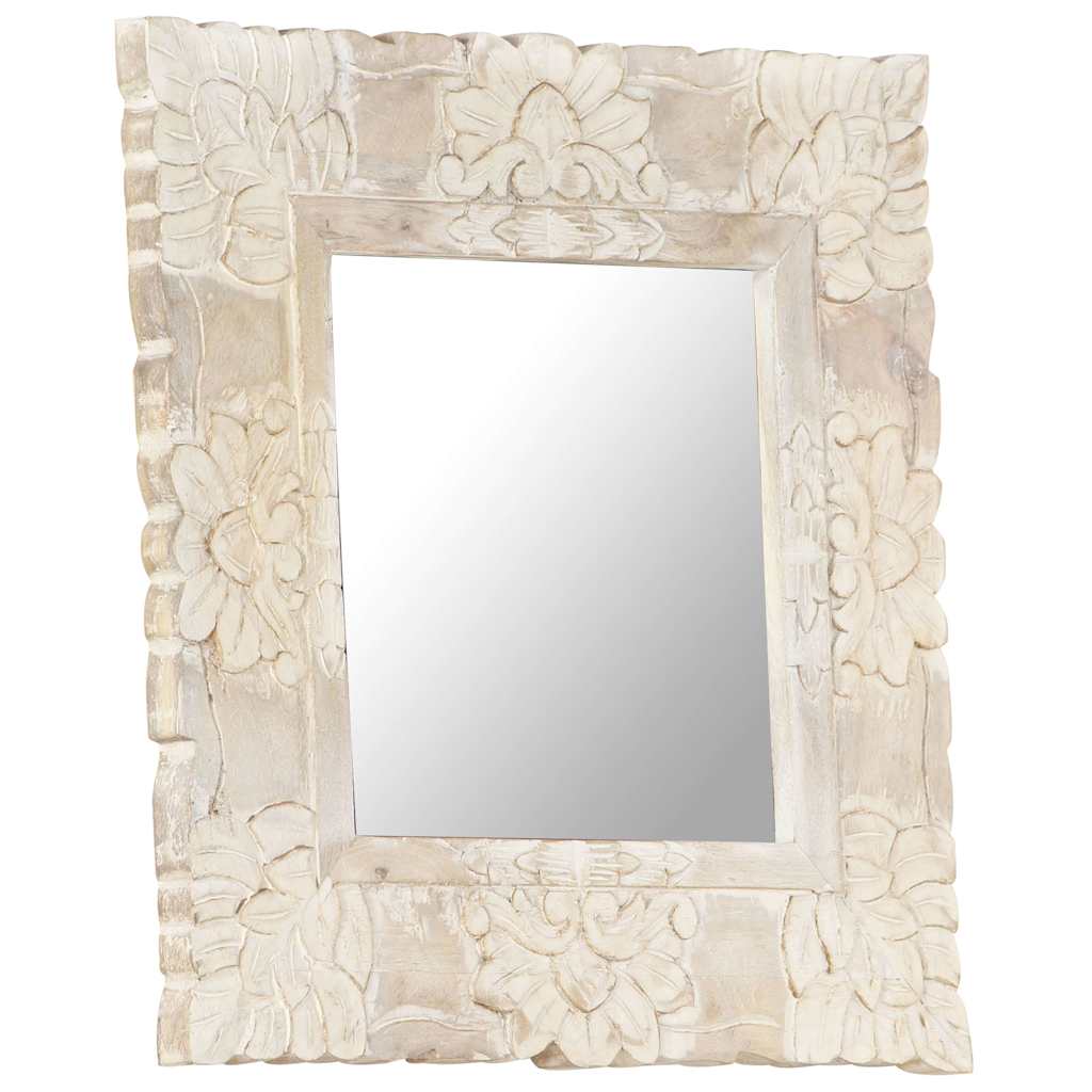 321632 vidaXL Mirror White 50x50 cm Solid Mango Wood