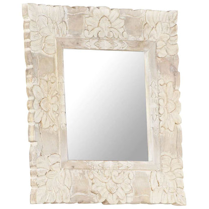321632 vidaXL Mirror White 50x50 cm Solid Mango Wood
