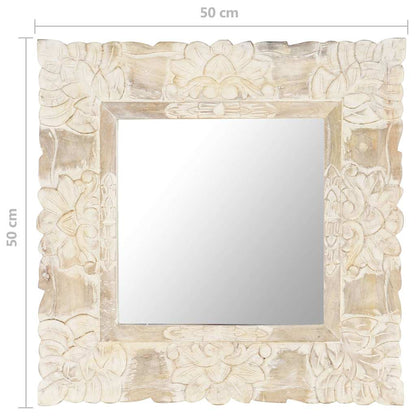321632 vidaXL Mirror White 50x50 cm Solid Mango Wood