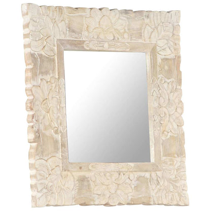321632 vidaXL Mirror White 50x50 cm Solid Mango Wood