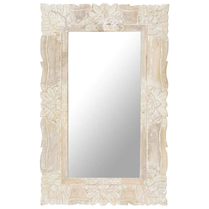 vidaXL Mirror | White | Solid mango wood | Medium | Decorative Inlays | Mirror