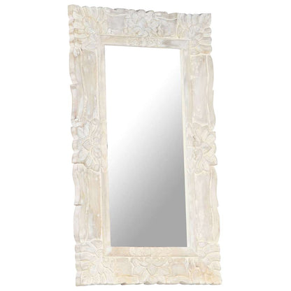 vidaXL Mirror | White | Solid mango wood | Medium | Decorative Inlays | Mirror