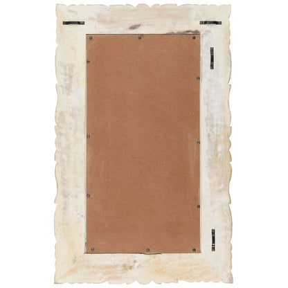 vidaXL Mirror | White | Solid mango wood | Medium | Decorative Inlays | Mirror