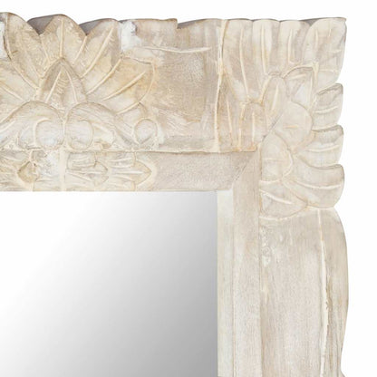 vidaXL Mirror | White | Solid mango wood | Medium | Decorative Inlays | Mirror
