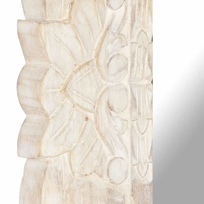 vidaXL Mirror | White | Solid mango wood | Medium | Decorative Inlays | Mirror