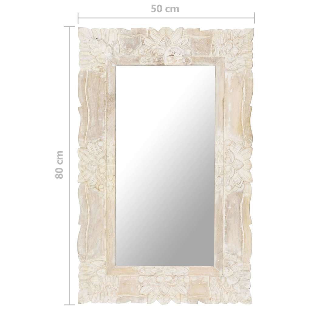 vidaXL Mirror | White | Solid mango wood | Medium | Decorative Inlays | Mirror