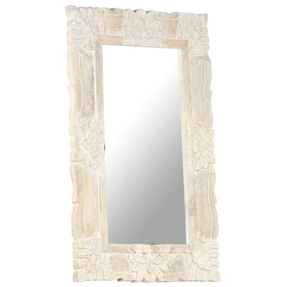vidaXL Mirror | White | Solid mango wood | Medium | Decorative Inlays | Mirror