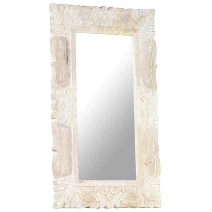 vidaXL Mirror | White | Solid mango wood | Medium | Decorative Inlays | Mirror