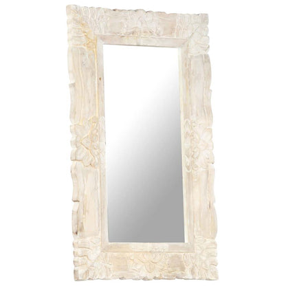 vidaXL Mirror | White | Solid mango wood | Medium | Decorative Inlays | Mirror